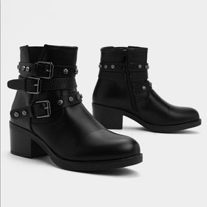 Nasty Gal Embellished 3 Strap Biker Boot